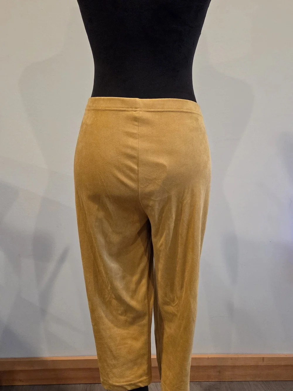 Women's Velvet Crop Pants in Mustard Yellow